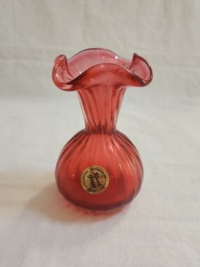 Rossi Glass Cranberry Art Glass Vase